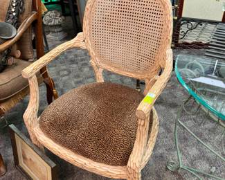 Pair Caneback Faux Bois Armchairs