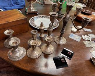 Sterling Silver Candlesticks and Salt/Pepper
