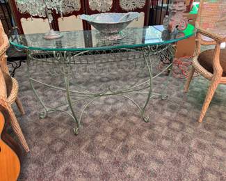 Iron Console w/ Glass Top