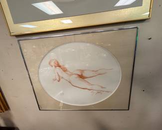 Original Crayon Nude Drawing by listed Texas artist Chapman Kelley