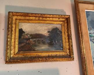19th c. Oil on Canvas of Bridge Scene