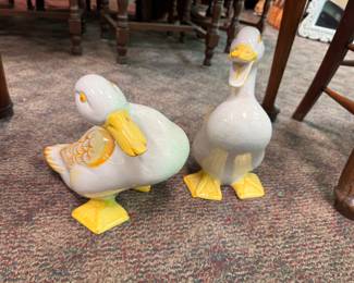 Pair Italian Terra Cotta Glazed Ducks