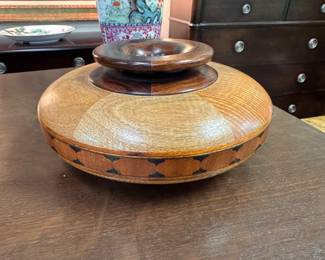 Hand Turned and Inlaid wooden Vase