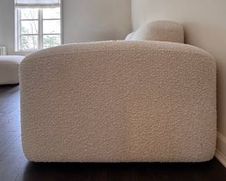 Design Within Reach (DWR) Ellison Studios Muse Two-Seat Sofa & Ottoman Upholstered in La Creme Boucle. Sofa Measures 80" W x 38" D; Ottoman Measures 28" W x 28" D x 15" H. Photo 3 of 8.