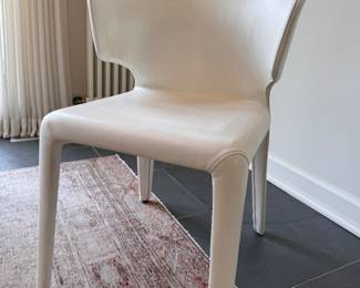 Set of 5 Cassina Hannes Wettstein Hola 367 White Leather Chairs. 18" Seat Height. Some Slight Wear. Photo 1 of 8.