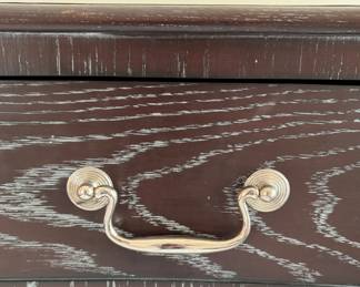 Julian Chichester (Chelsea London) Serpentine Front Oak Chest of Drawers in Mahogany Finish. Measures 48" W x 24" D x 35"H. Photo 4 of 6.