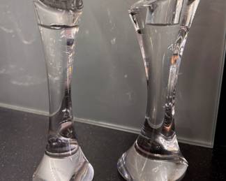 Pair of Orrefors Crystal Candleholders. Photo 2 of 3.