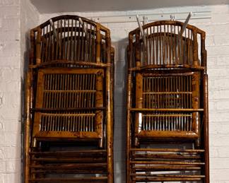 Set of 8 Tortoise Bamboo Folding Chairs. Photo 1 of 2.