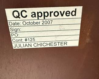 Julian Chichester (Chelsea London) Serpentine Front Oak Chest of Drawers in Mahogany Finish. Measures 48" W x 24" D x 35"H. Photo 6 of 6.