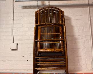 Set of 8 Tortoise Bamboo Folding Chairs. Photo 2 of 2.