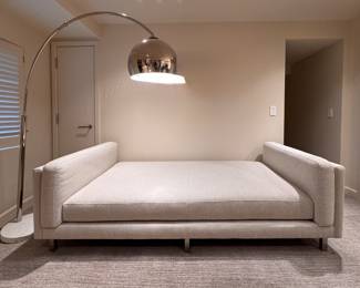Room & Board Cade Daybed Upholstered in Tepic Ivory Boucle Fabric and Stainless Steel Legs. Measures 91" W x 40" D. Photo 1 of 6.