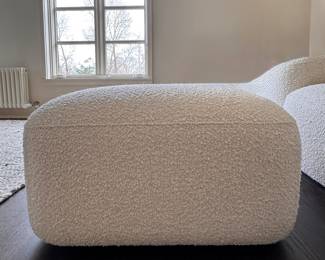 Design Within Reach (DWR) Ellison Studios Muse Two-Seat Sofa & Ottoman Upholstered in La Creme Boucle. Sofa Measures 80" W x 38" D; Ottoman Measures 28" W x 28" D x 15" H. Photo 7 of 8.