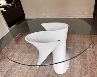 MDF Italia White S Table Designed by Xavier Lust. Measures 55" D x 28.5" H with 28" Clearance. Photo 3 of 5.