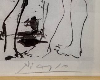 The Artist and His Models Etching from Verve 1954. Signed by Pablo Picasso. Measurements within Mat Measure 13.25" x 10 1/8". Measures 24.75" x 21.25" Overall. Photo 3 of 3.