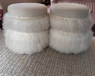 Bedside Manner Mongolian Curly Lamb Fur Poof - 2 Available. Each Measures 17" D x 20" H. Photo 1 of 4.