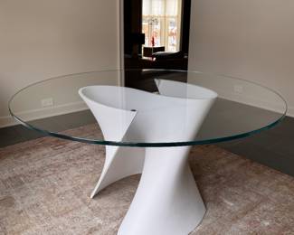 MDF Italia White S Table Designed by Xavier Lust. Measures 55" D x 28.5" H with 28" Clearance. Photo 1 of 5.