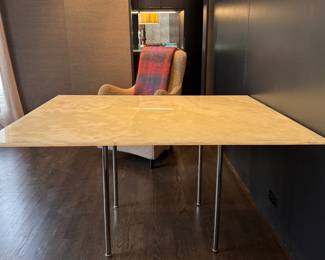 Cassina Simple Marble Dining Table with Steel Legs. Measures 39.5" x 52.5" W x 28.5" H with 28" Clearance. Photo 2 of 4.