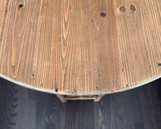 Noir Zimmerman Pine Side Table in Old Wood Finish. Measures 28" D x 28.5" H. Photo 3 of 3.