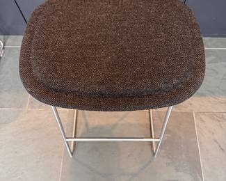 Cappellini Jasper Morrison Hi Pad Stool with Steel Base and Grey Upholstery. Measures 17" W x 14" x 27.5" H. Photo 3 of 3.