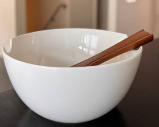 Nambe Salad Bowls & Teak Serving Utensils. Photo 1 of 3.