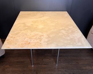 Cassina Simple Marble Dining Table with Steel Legs. Measures 39.5" x 52.5" W x 28.5" H with 28" Clearance. Photo 3 of 4.