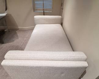 Room & Board Cade Daybed Upholstered in Tepic Ivory Boucle Fabric and Stainless Steel Legs. Measures 91" W x 40" D. Photo 2 of 6.