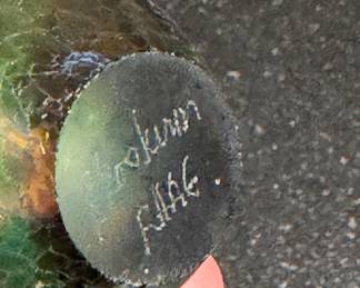 Pulled Feather Art Glass Perfume Bottle Signed By Artist. Photo 2 of 2.