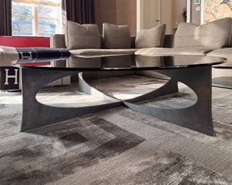 Propeller Coffee Table After German Artist Knut Hesterberg. Steel Base with Glass Top. Photo 2 of 4.