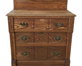 Late 19th Century Antique Victorian Wash Stand Chest of Drawers With Wood Gallery