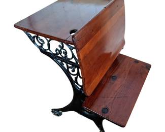 Antique Wood and Cast Iron School Desk