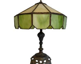 Vintage 1970s Slag Glass Table Lamp by Ef & Ef Industries Inc.