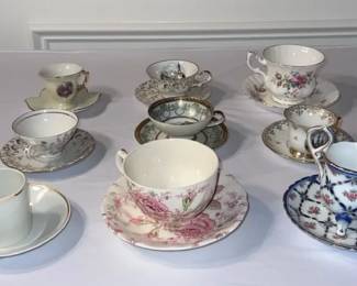 Decorative Tea Cups with Saucers