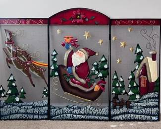 Santathemed Metal Fireplace Screen