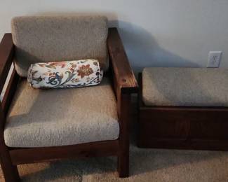 Wooden Chair And Side Piece in MCM Design