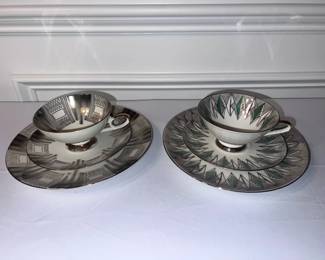 Two Bareuther Tea Cups Saucers