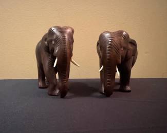 HandCarved Wooden Elephant Figurines