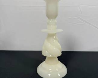 Vintage Natural Onyx Marble Or Alabaster Stone Carved Taper Candle Holder