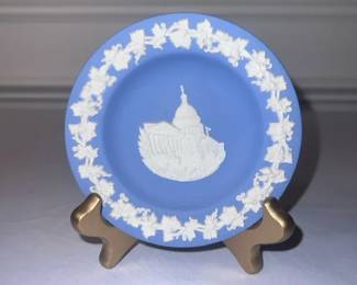 Wedgwood Blue White Jasperware Dish with Stand