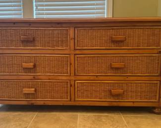 Vintage Henry Link 6 Drawer Wicker Dresser