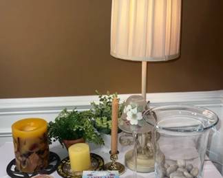 White Metal Lamp Plus Candles Decor