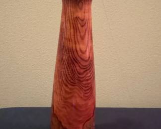 Hand Turned Wooden Decorative Vase With A Natural Finish
