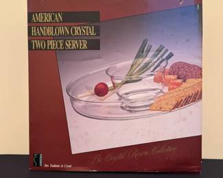 American Handblown Crystal Two Piece Server