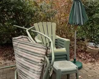 Outdoor Chairs, Umbrella with Stand, Hammock Small Tables