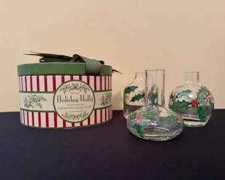 Twos Company Hand Painted Miniature Glass Vases