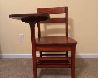 Vintage Or Antique American School Desk Chair With Writing Surface