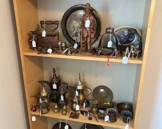 Metal and wooden figurines and collectables