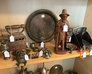 Metal and wood decor and vintage iron