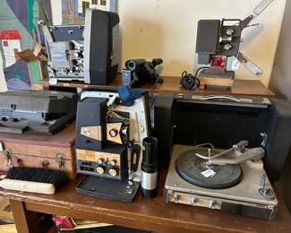 Vintage projectors and record player