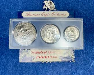 american eagle reverse collector set, 2 silver issues