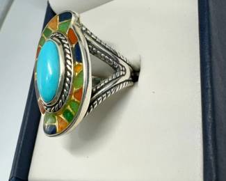Carolyn P. Relios mosaic turquoise stone ring